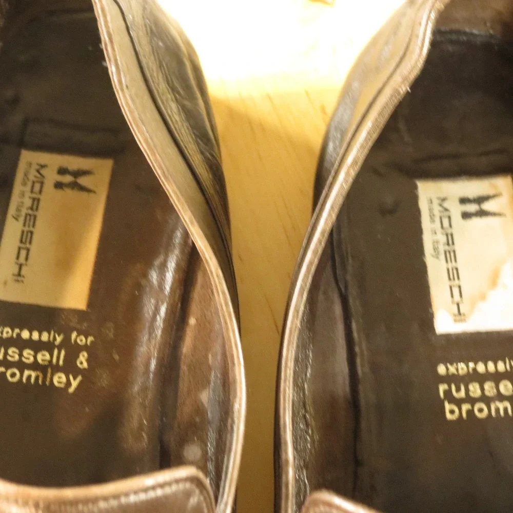 Vintage Moreschi Loafers Mens 9 Dark Brown Leather Snakeskin Made in Italy
